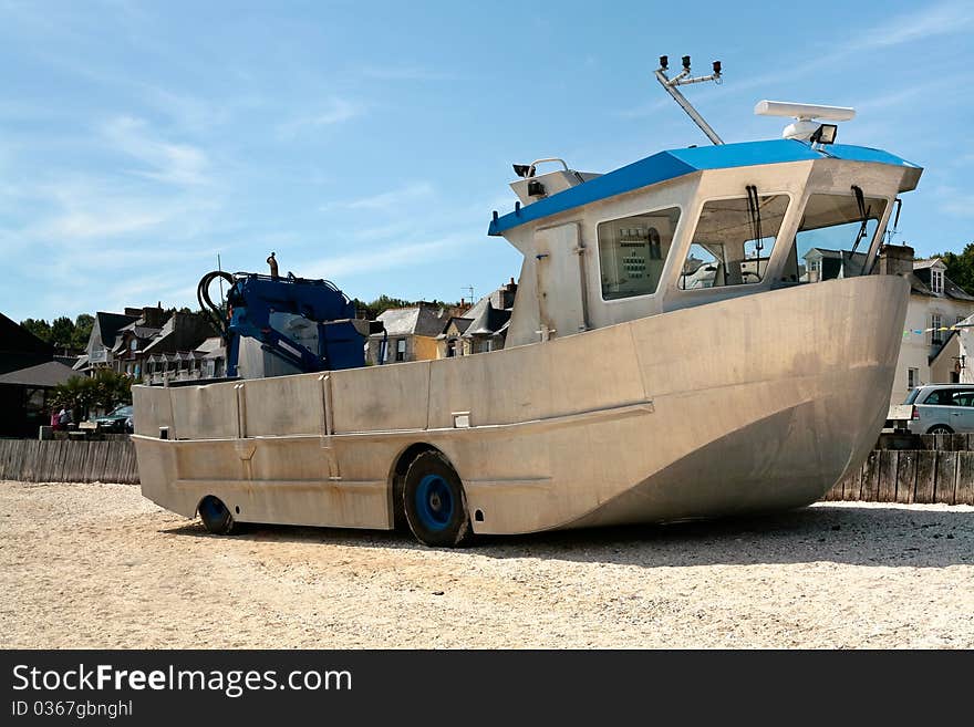 Amphibious boat on beach