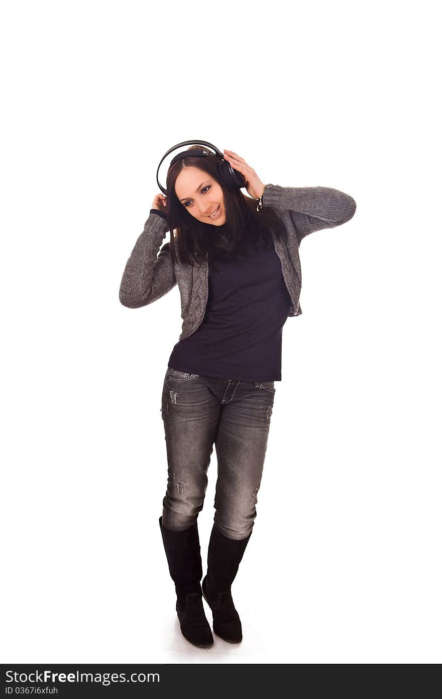 Dancing woman with headphones