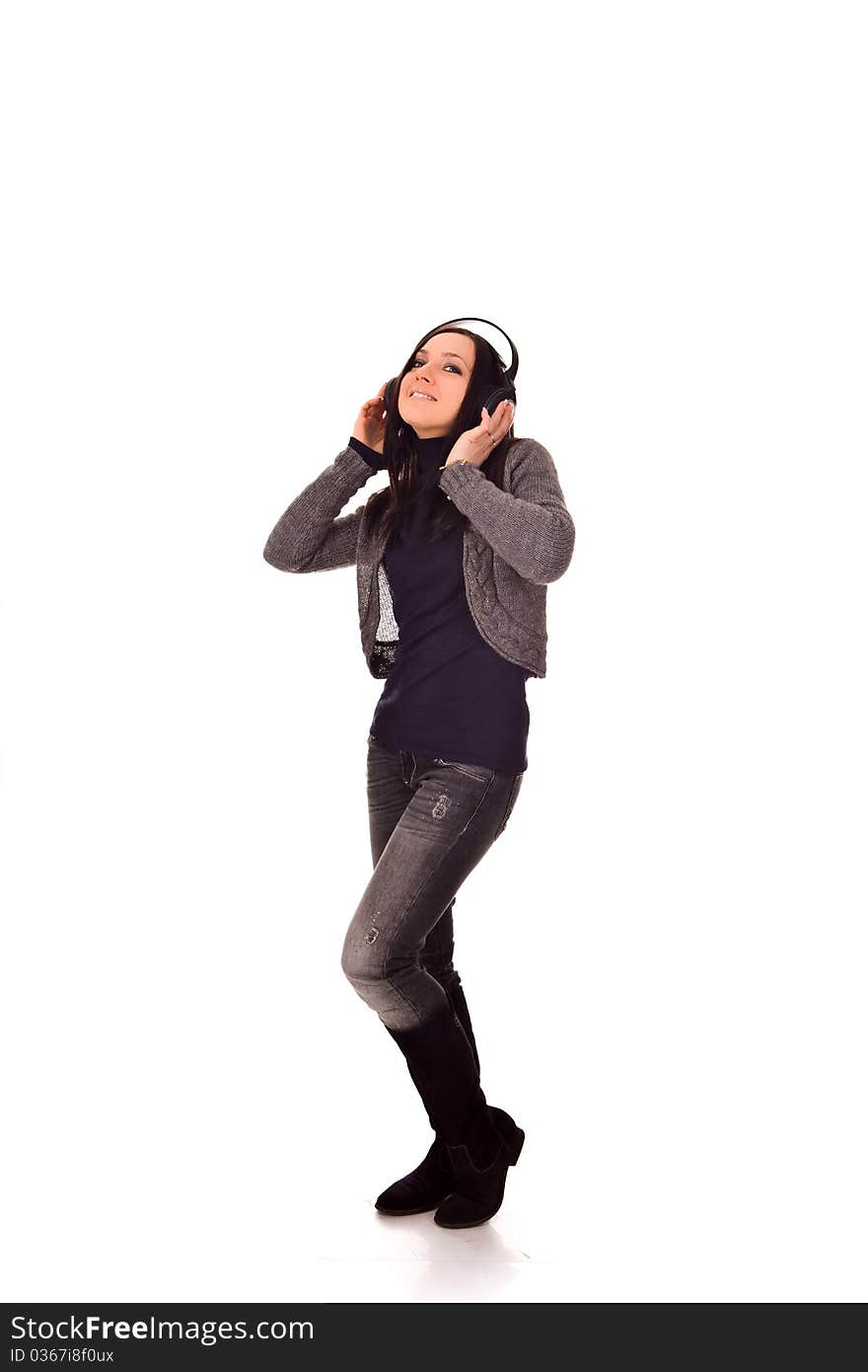 Dancing woman with headphones