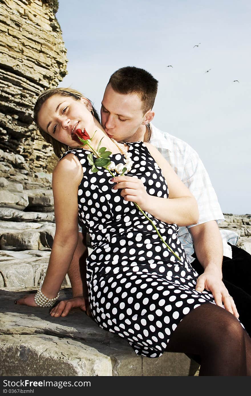 Happy couple celebrating their engagement and valentines day. Happy couple celebrating their engagement and valentines day