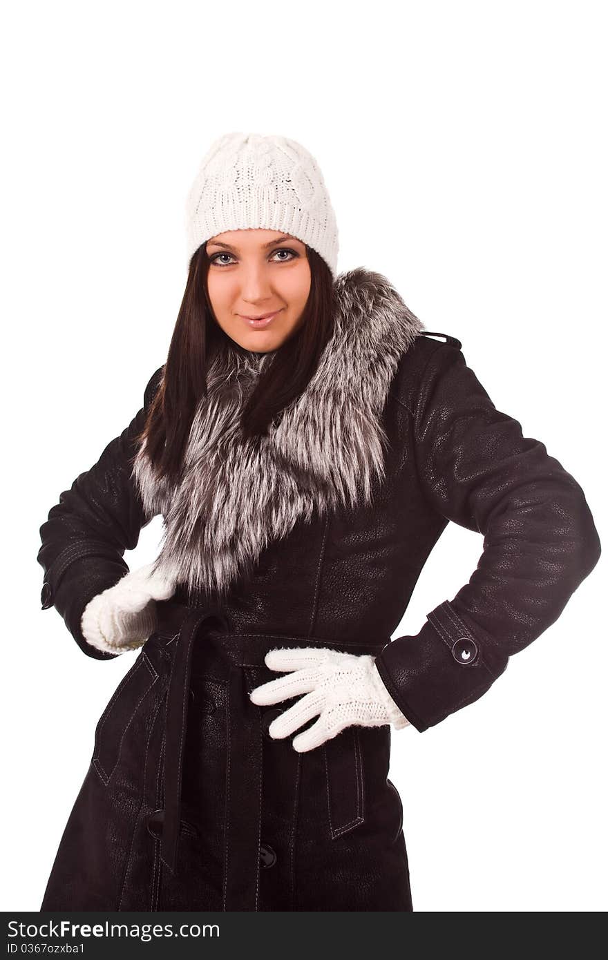 Photo of woman with winter clothes