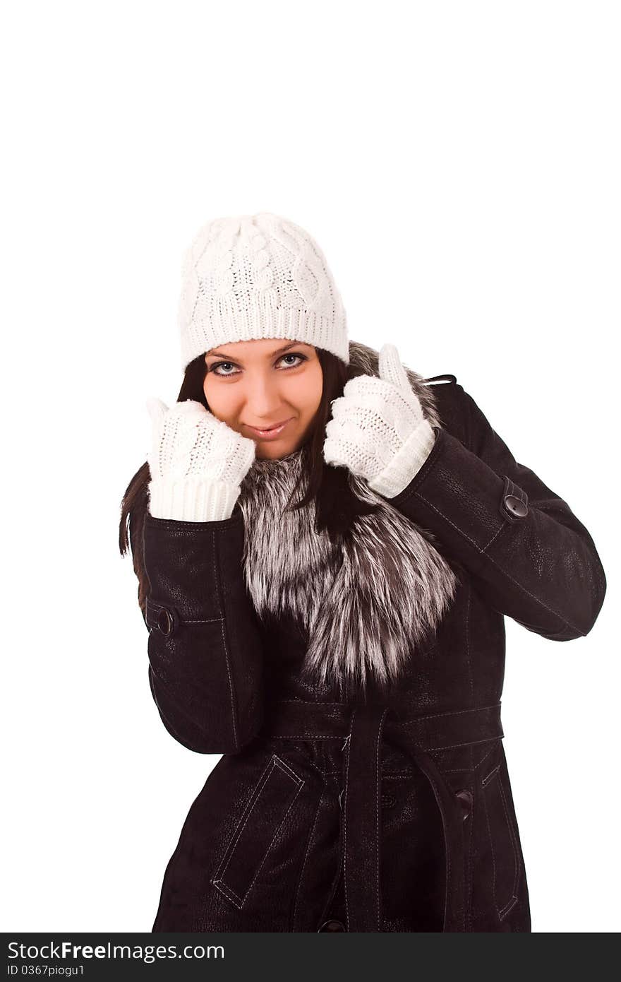 Photo of woman with winter clothes