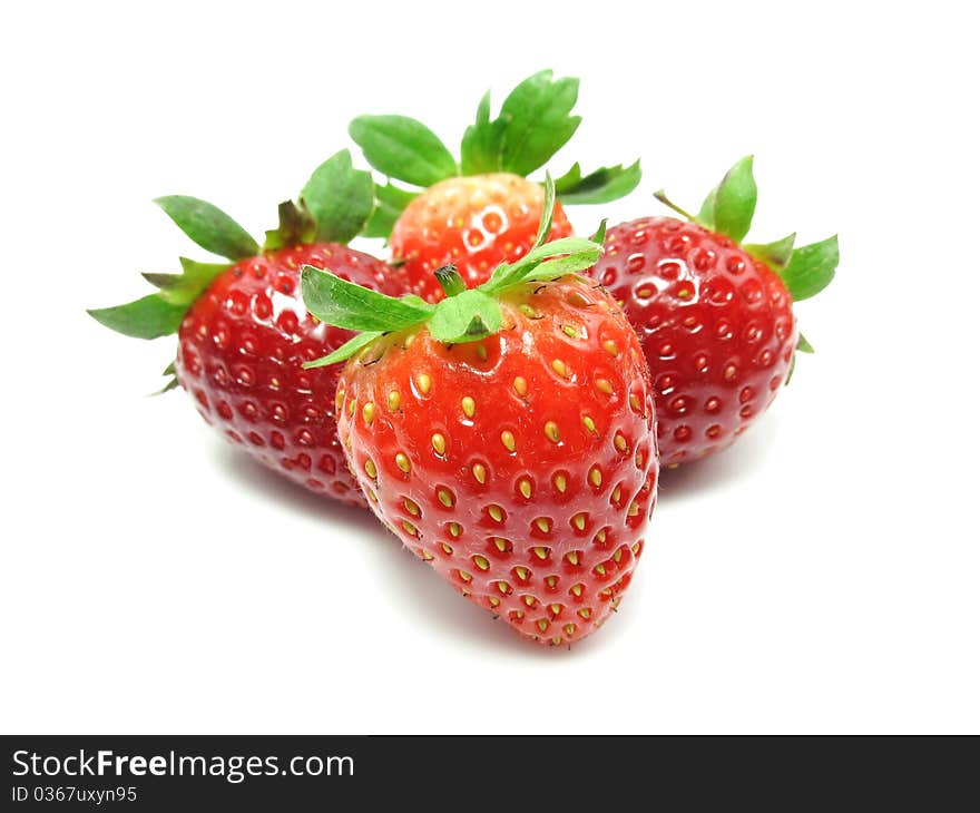 Strawberries on white background with shadow