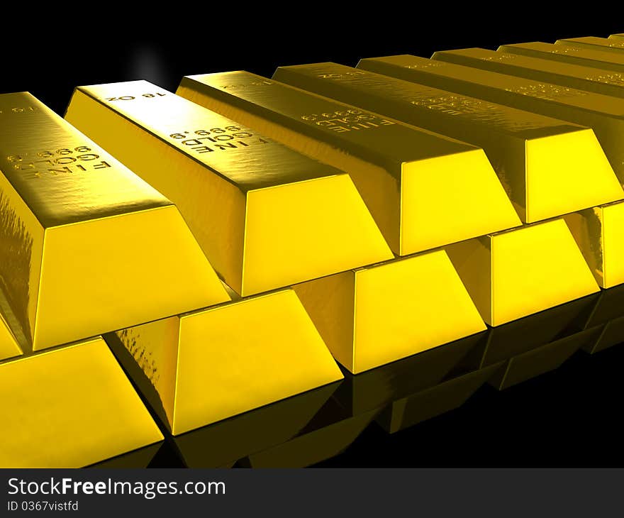 Gold bars over black