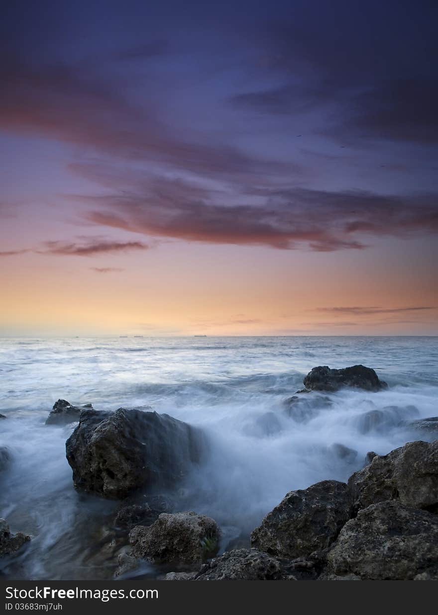 Sunset over the summer sea