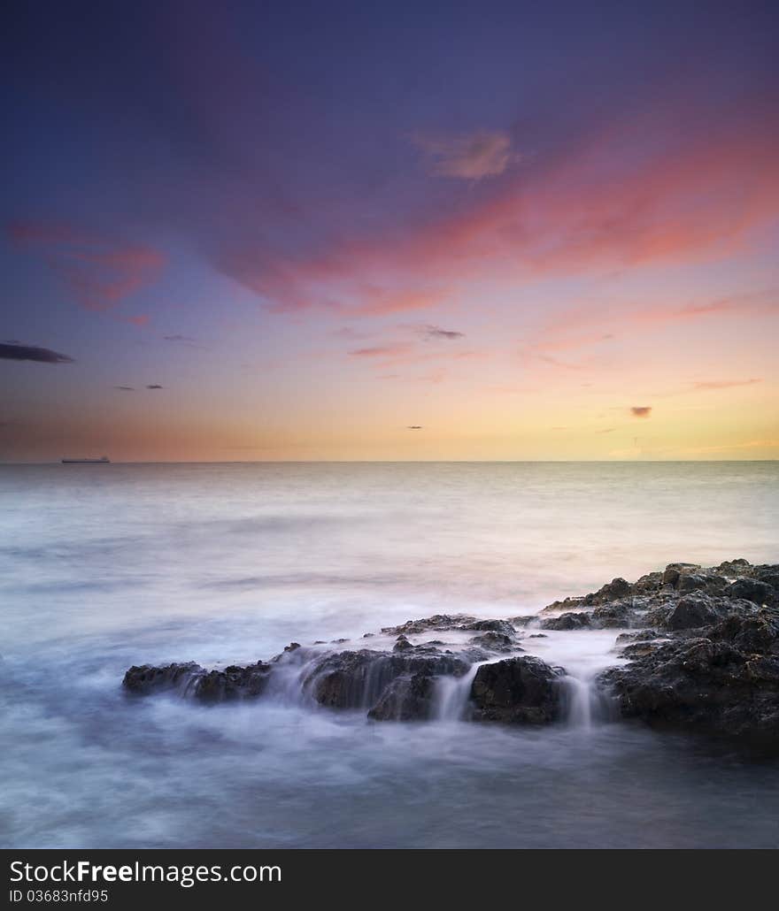 sunset over the summer sea