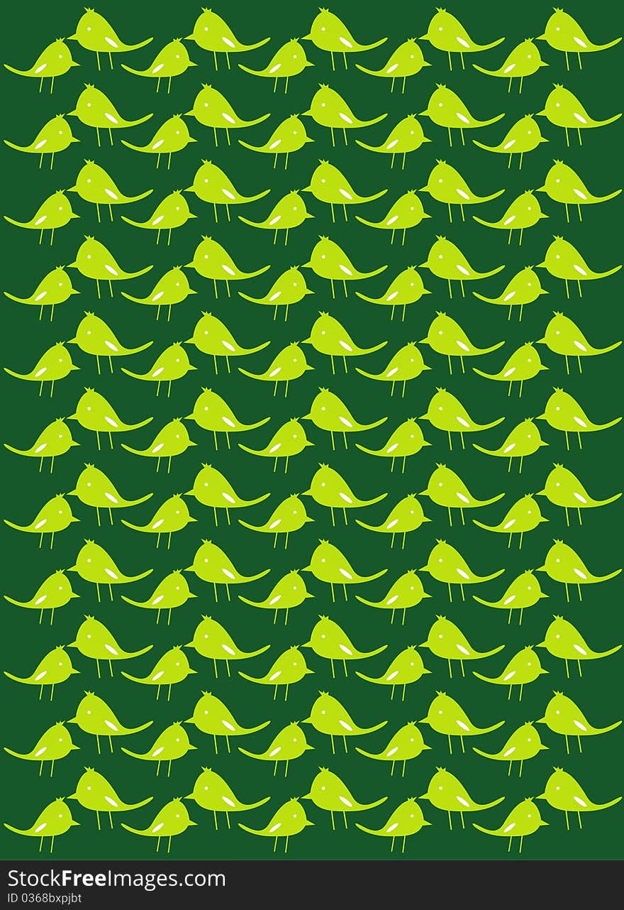 Green Bird Pattern Background