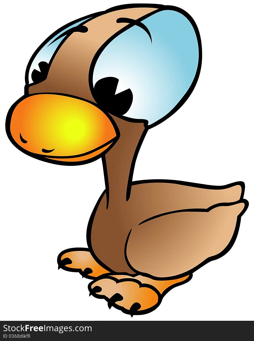 Brown Duck - colored cartoon illustration,