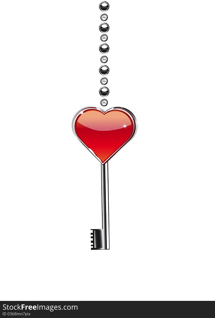 A key for valentine day. A key for valentine day