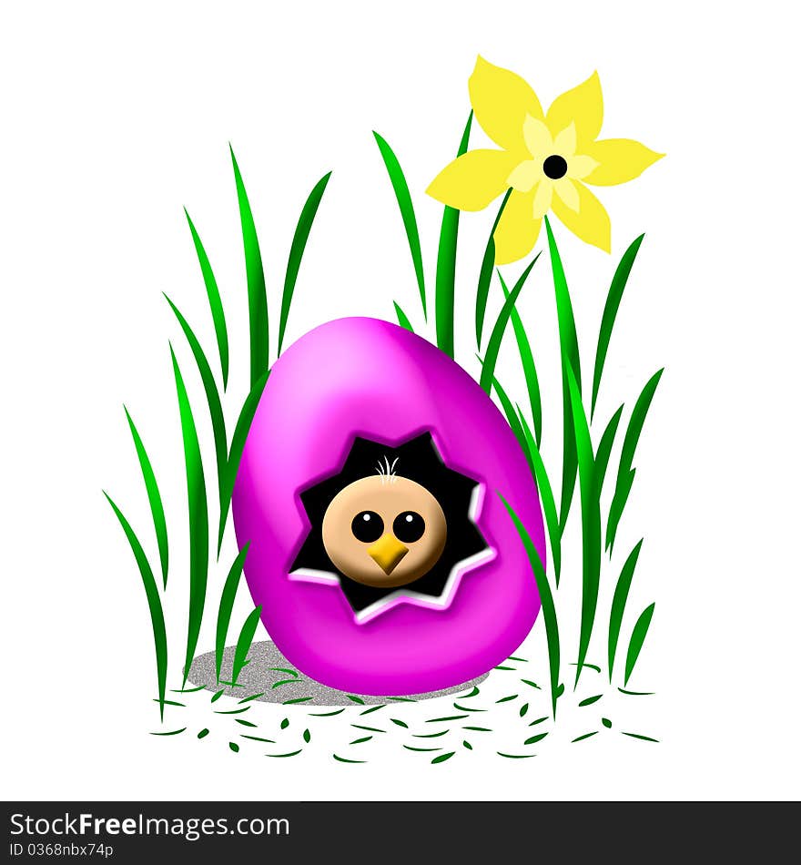 Easter egg with chick peeking out illustration. Easter egg with chick peeking out illustration