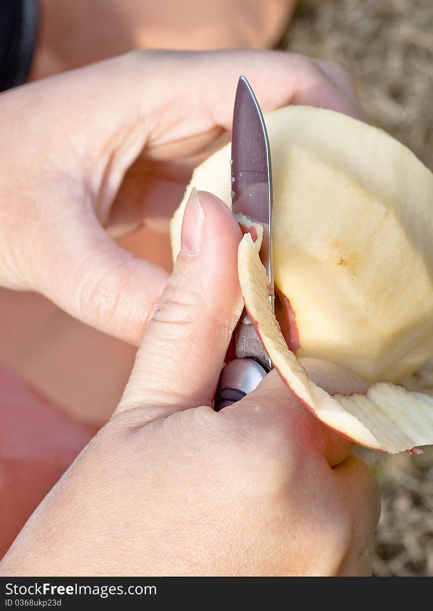 Peeling an apple