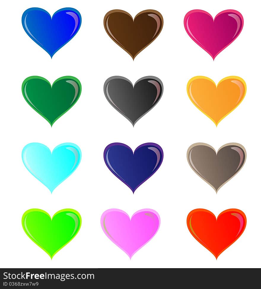 Valentine icons with different colors