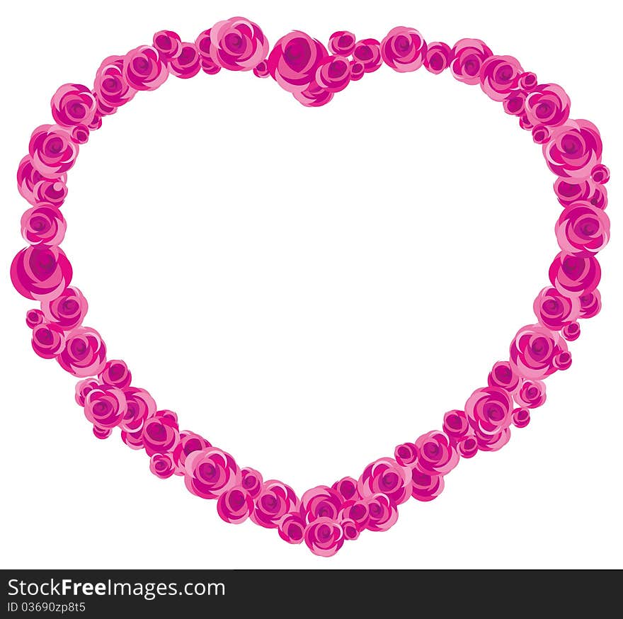 Illustration of Heart-shaped rose background. Illustration of Heart-shaped rose background