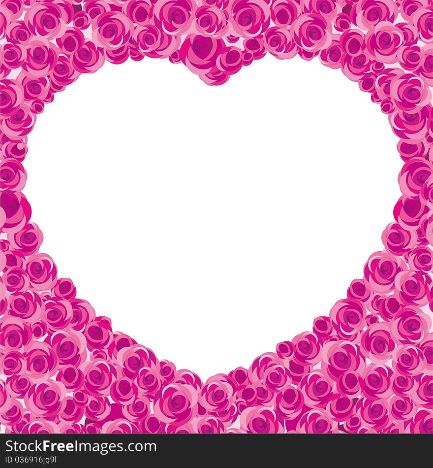 Illustration of Heart-shaped rose background. Illustration of Heart-shaped rose background