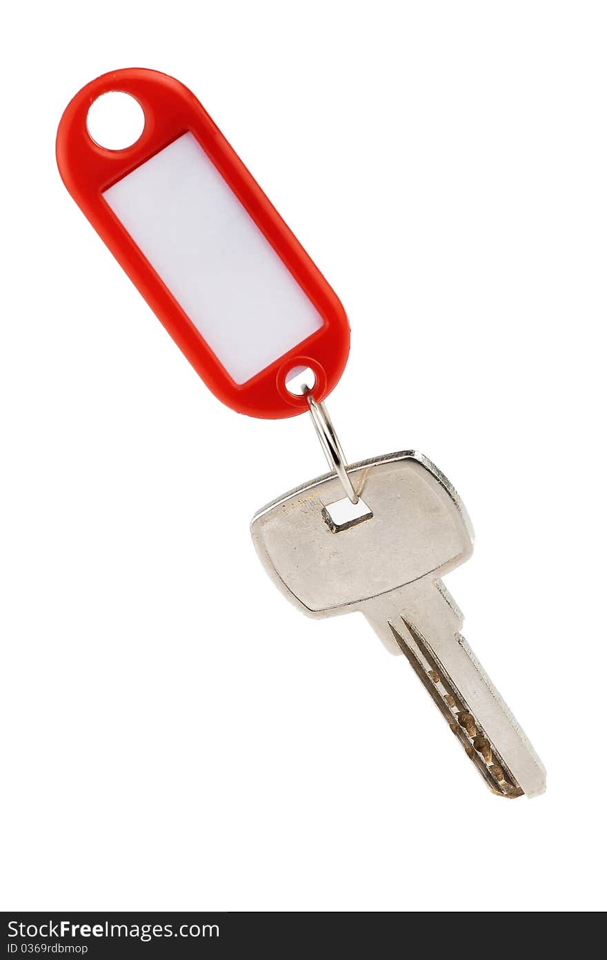 Key with red nameplate isolated over white