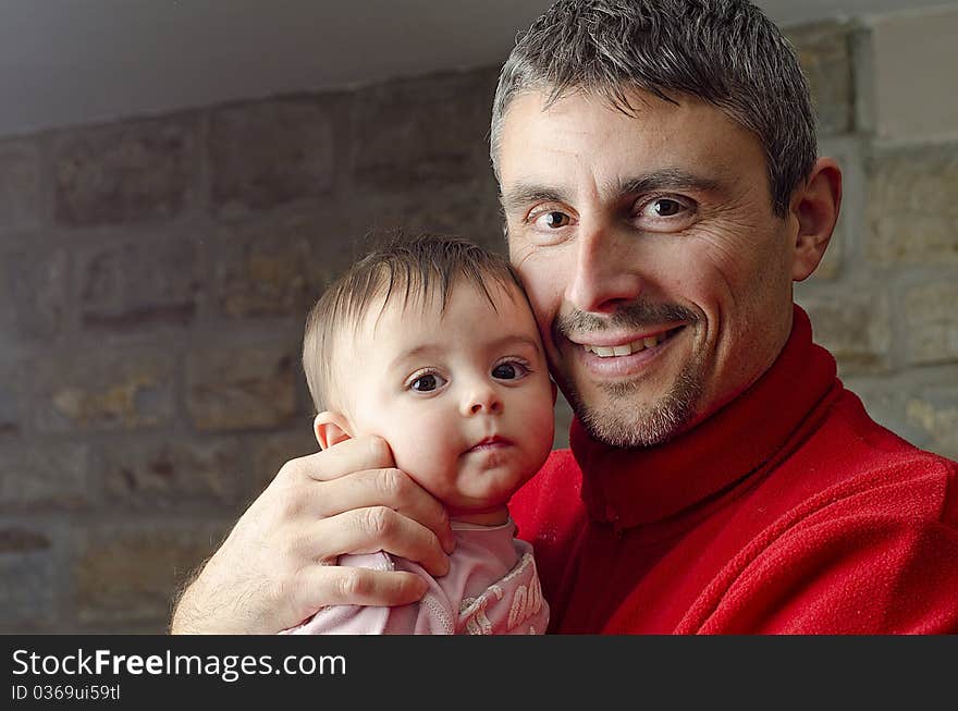 Baby Girl with her Father, Italy