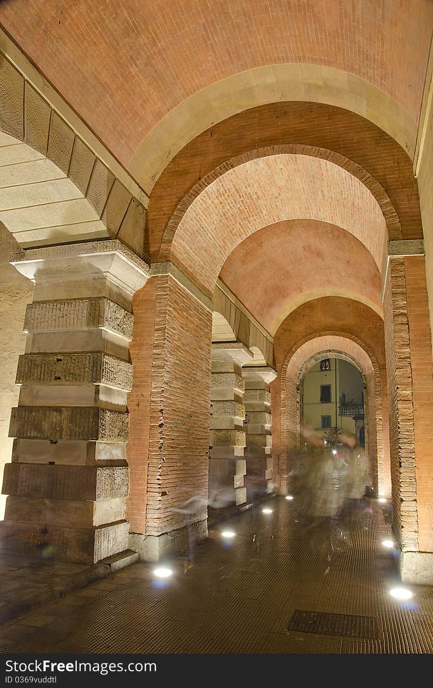 Architectural Detail of Lucca at Night