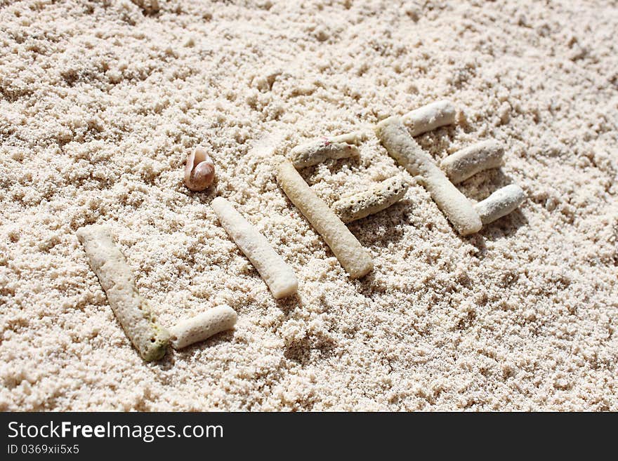 White sand and corals