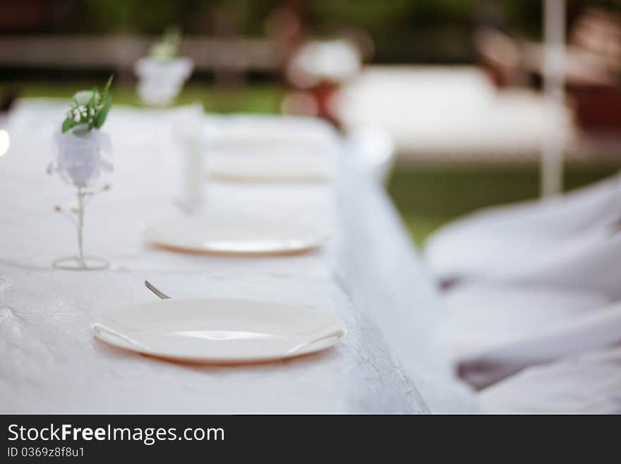 Tables set for wedding day