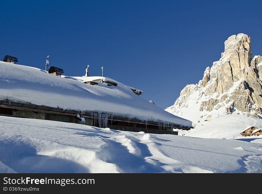 Snowy Landscape Of Dolomites