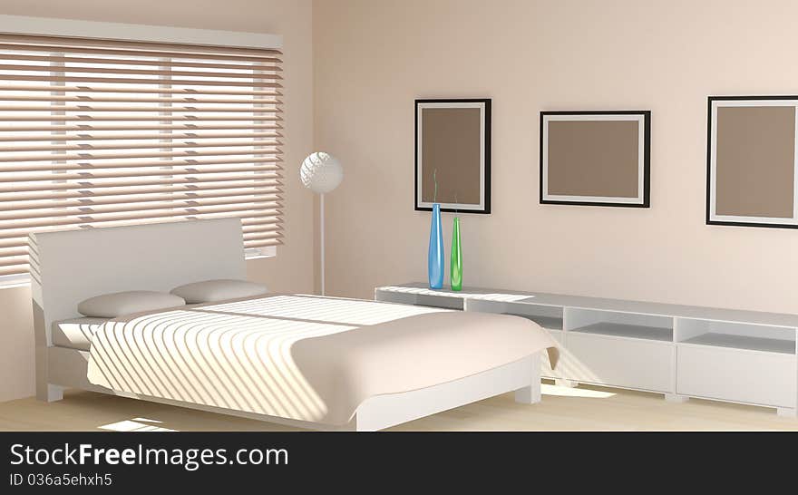 Modern bedroom interior designed in light tones. Modern bedroom interior designed in light tones