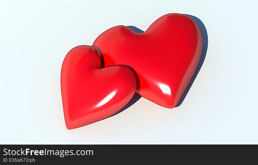 3d hearts on white background. 3d hearts on white background