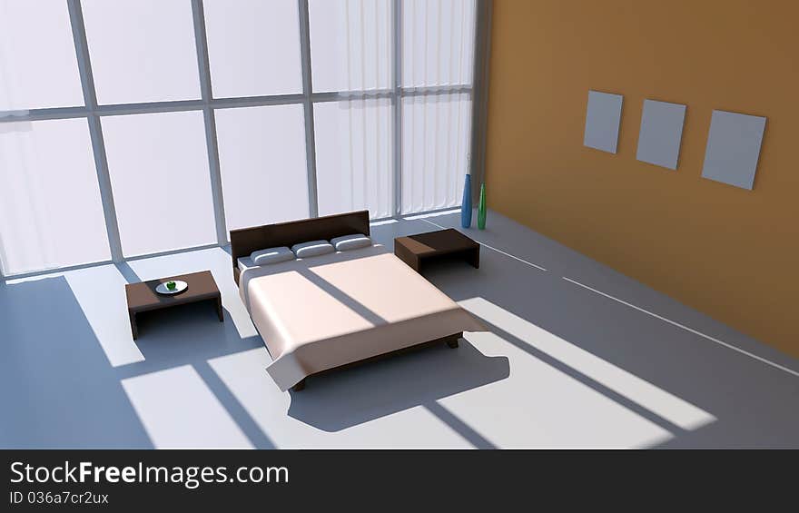 Modern interior of bedroom