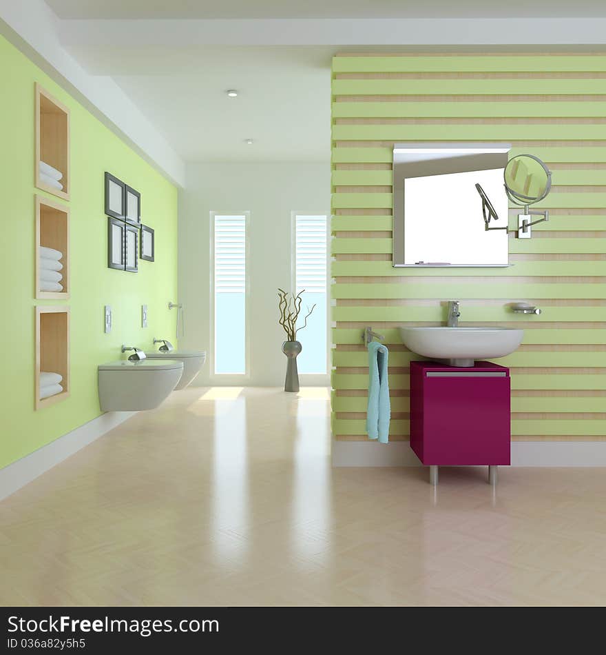 The 3d rendering indoor contemporary toilet. The 3d rendering indoor contemporary toilet