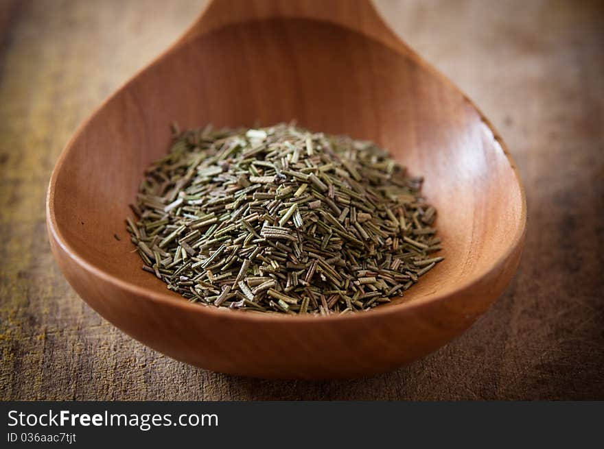 Rosemary on wooden spoon,series