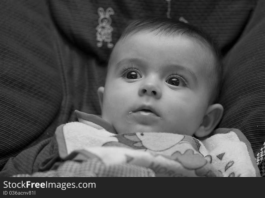 Face Expression of a Four Months Baby Girl, Italy