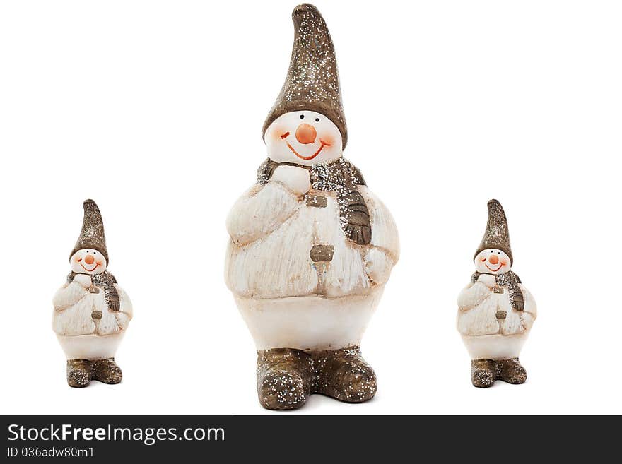 Ceramic figurine three sowman