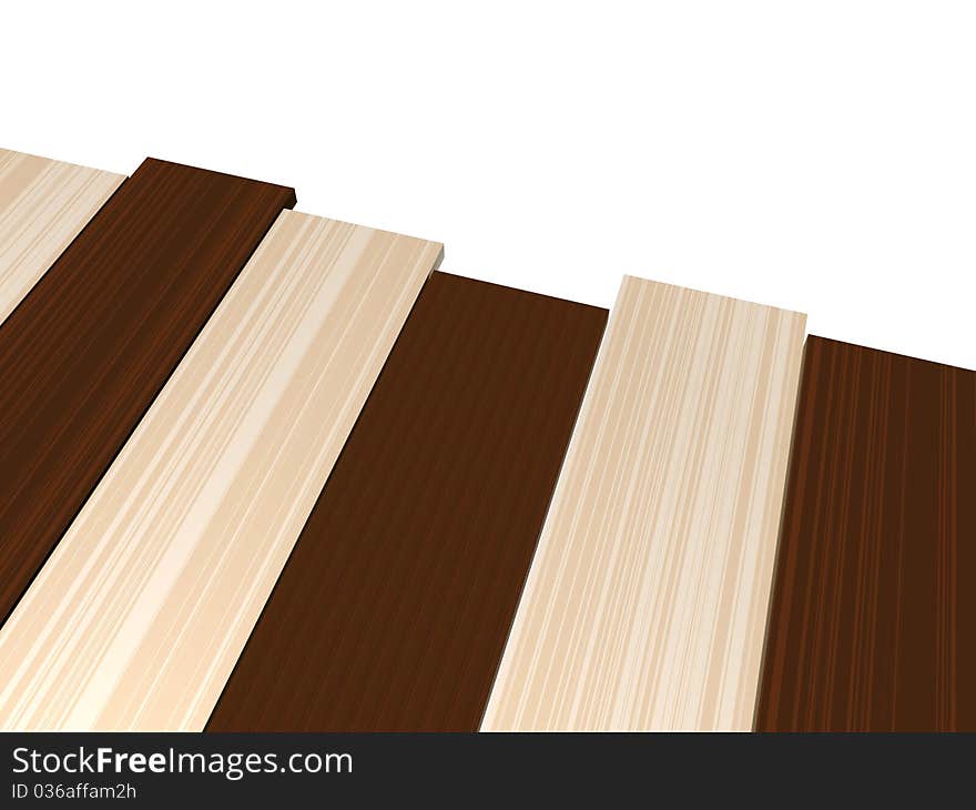 Wooden planks over white background. Computer generated