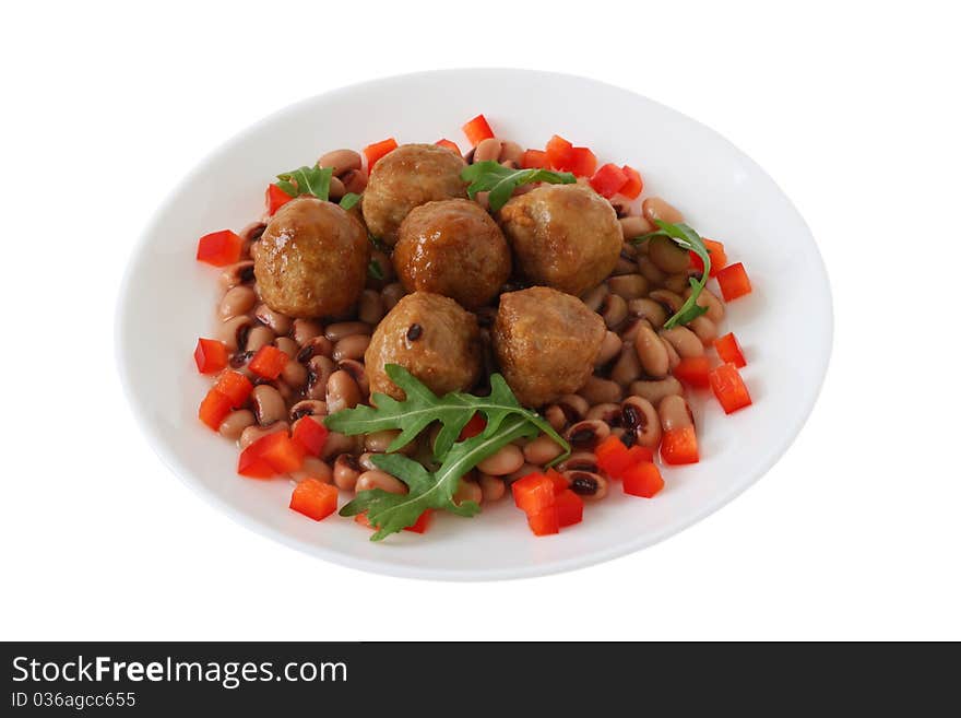 Meatballs with beans and pepper