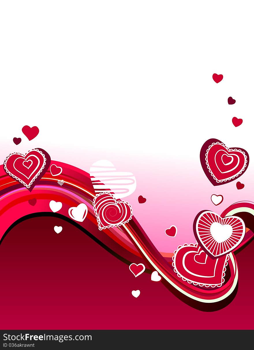 Red Hearts On Abstract Background