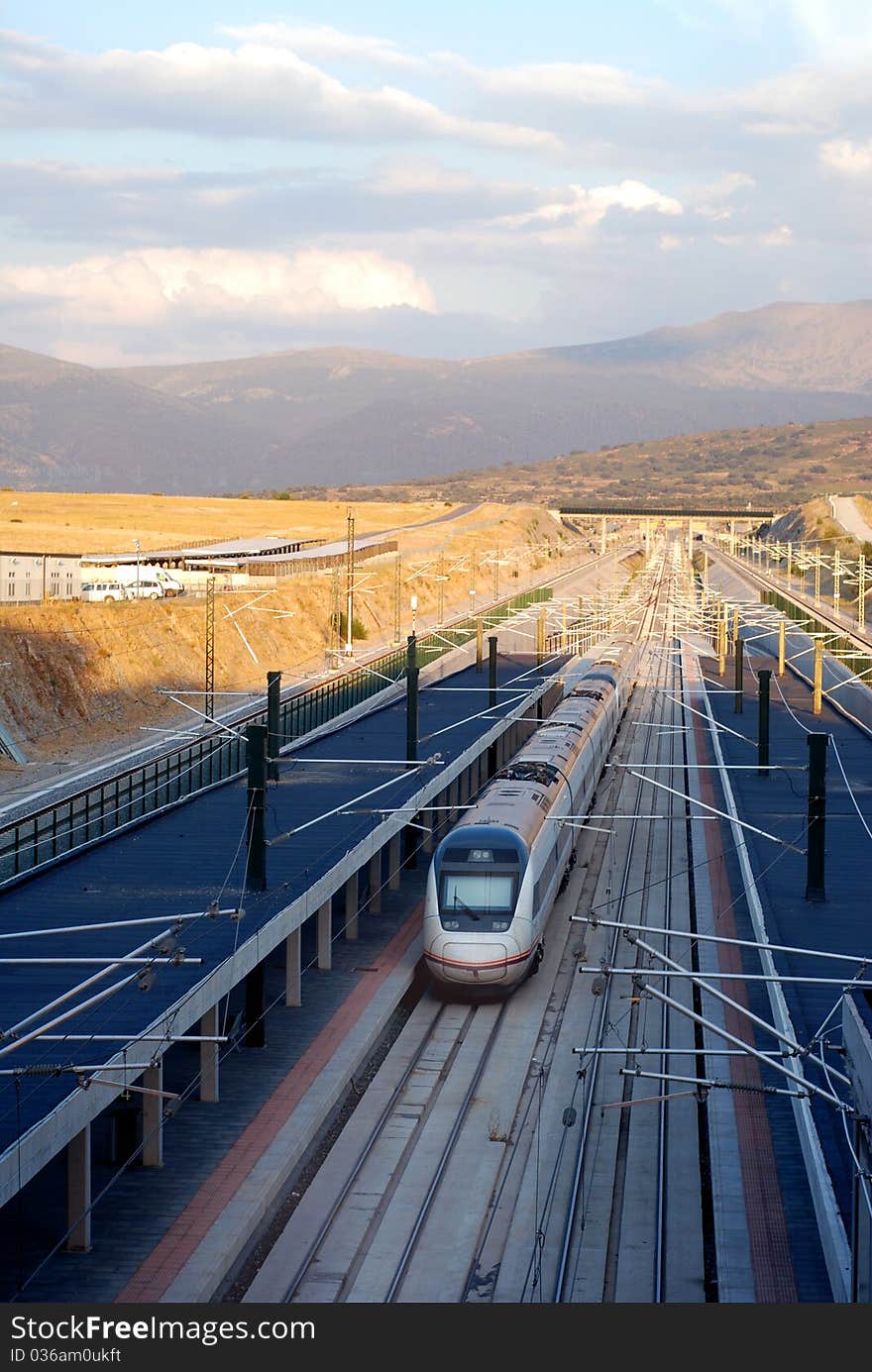 Train arriving to the station