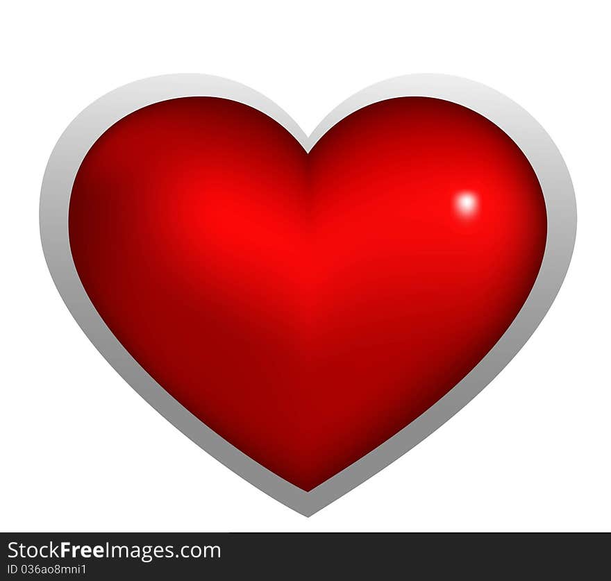 Red heart on a white background