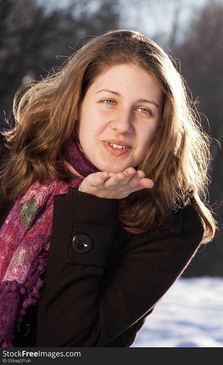 Portrait of beautiful woman with green eyes