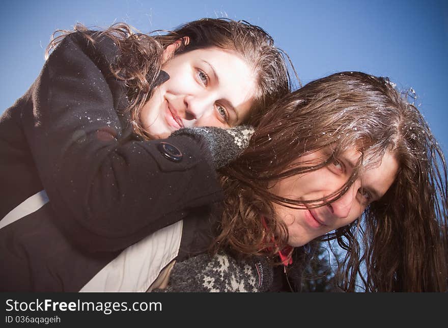 Happy young couple outdoors