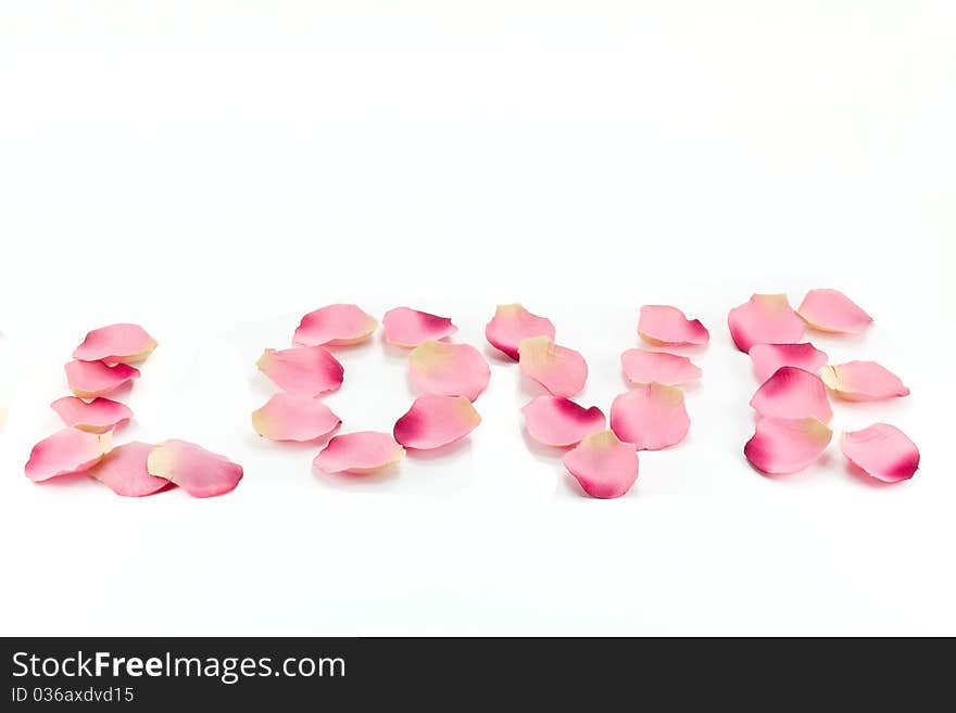 'love' written with flower petals