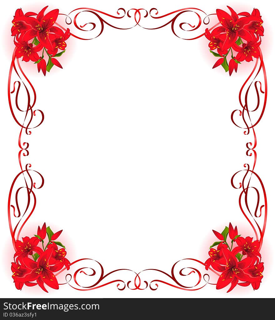 Beautiful frame with Lily.beautiful illustration for a design