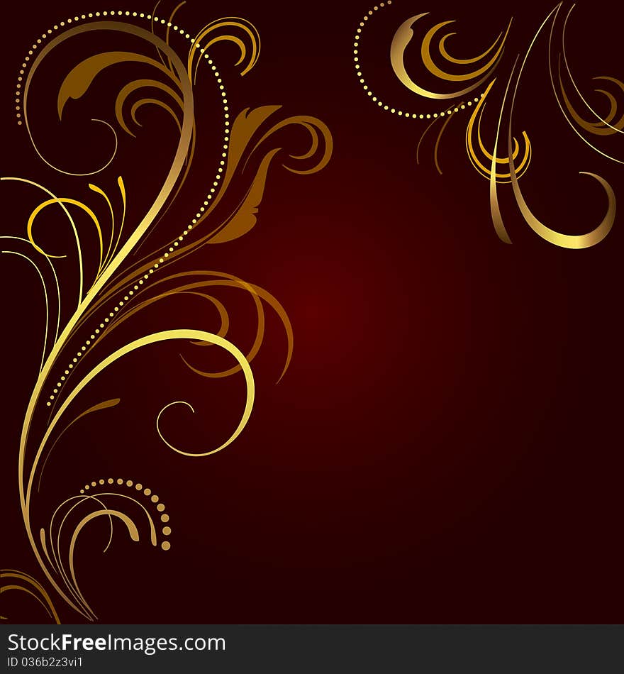 Abstract Background With Golden Ornament