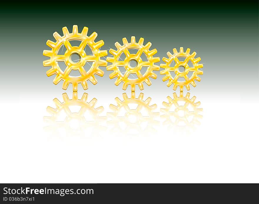 Illustration of the three golden gears. Illustration of the three golden gears