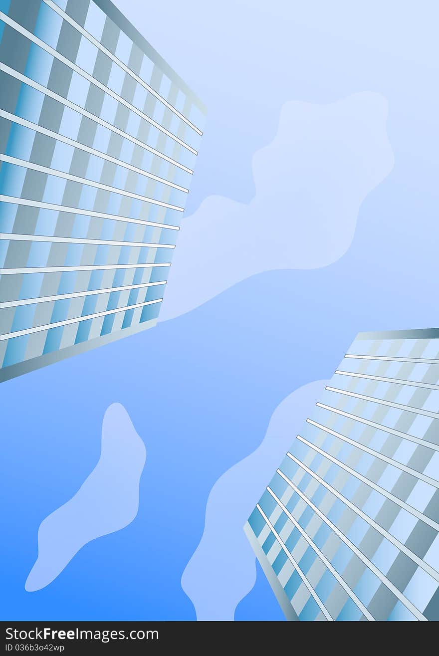 Illustration of tall buildings and blue sky. Illustration of tall buildings and blue sky