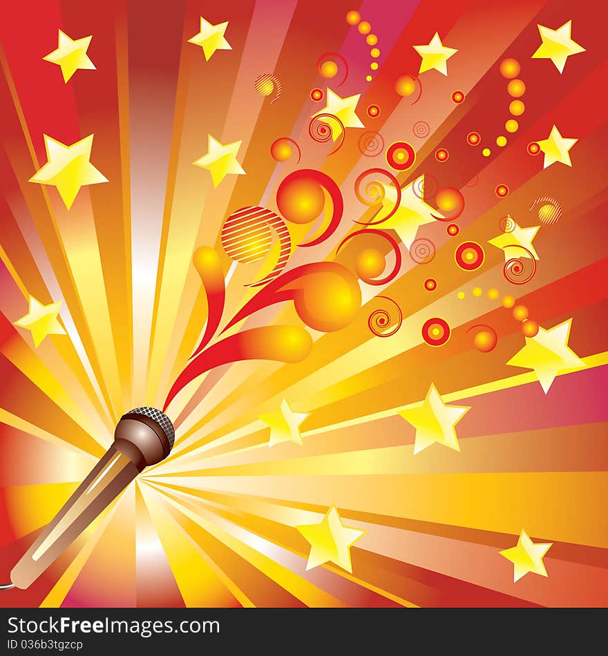 Abstract background with a microphone.