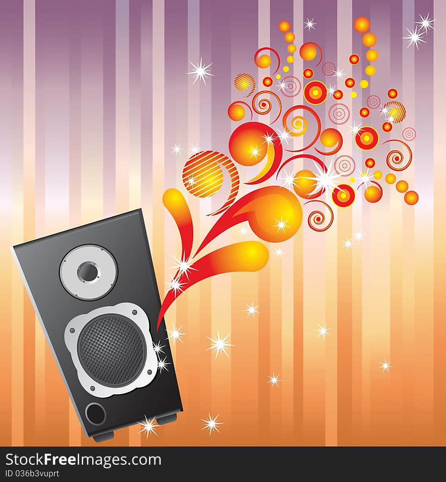 Musical equipment with the ornament on a striped background. Musical equipment with the ornament on a striped background.