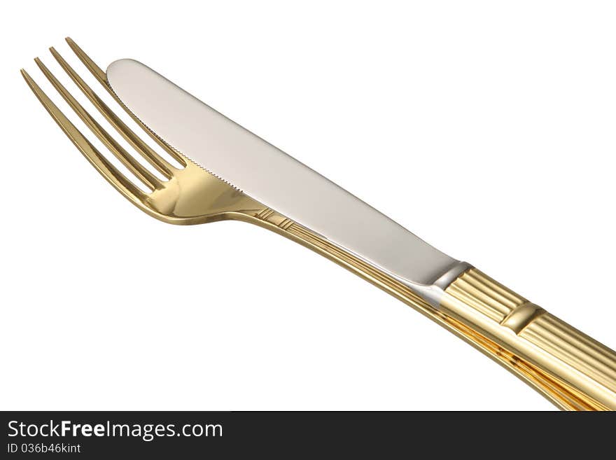 Knife and Fork on White Background. Knife and Fork on White Background.