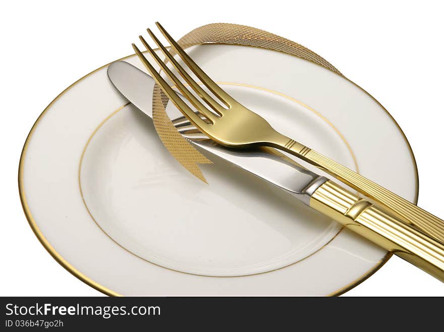 Flatware On White Background.