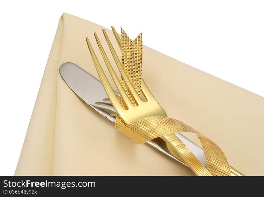 Knife and Fork on White Background. Knife and Fork on White Background.