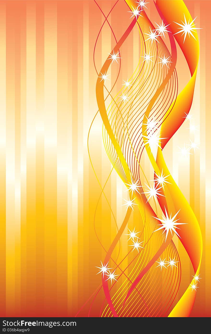 Abstract background with yellow and red ribbons and stars. Abstract background with yellow and red ribbons and stars.