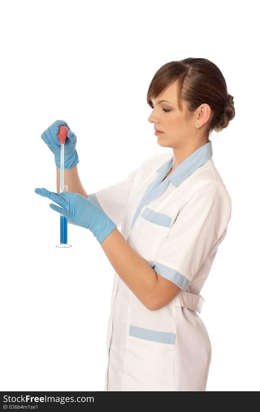 Doctor holds a tube with sample of new antidote